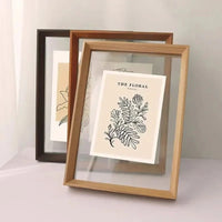 Houten Drijvende Fotolijst met Glas aan Beide Zijden voor Kunst en Posters