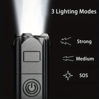 ANYICE 1pc 400Mah/800Mah Super Bright Zoomable Flashlight, Portable, Rechargeable Long Shot IPX4 ABS Strong Light Led Flashlight, Telescopic Zoom Torch for Outdoor Home Lighting