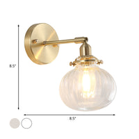 1 Hode Veggmontert Lampe Colonial Orb Klar/Kognac Prismatic Glass Sconce Belysning Armatur i Gull | Skanto