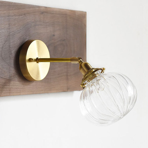 1 Hode Veggmontert Lampe Colonial Orb Klar/Kognac Prismatic Glass Sconce Belysning Armatur i Gull | Skanto