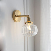 1 Hode Veggmontert Lampe Colonial Orb Klar/Kognac Prismatic Glass Sconce Belysning Armatur i Gull | Skanto