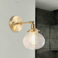 1 Hode Veggmontert Lampe Colonial Orb Klar/Kognac Prismatic Glass Sconce Belysning Armatur i Gull | Skanto