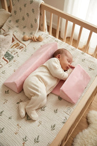baby sleep positioner side support pillow | infant sleep positioner wedge cushion | adjustable width rollers | secure side sleeping for newborns