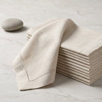 White Cloth Napkins - 12 Piece Pack | Cotton Linen Napkins | Dinner Table Napkins | Elegant Wedding Table Napkins Set | Restaurant Napkin Cloth