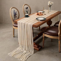 Boho Style Cheesecloth Table Runner – Romantic Decor | Long Gauze Sheer Table Runner | Elegant Scene Decor for Weddings | Home Accents