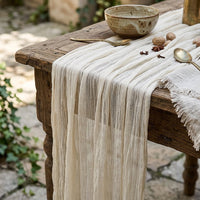 Boho Style Cheesecloth Table Runner – Romantic Decor | Long Gauze Sheer Table Runner | Elegant Scene Decor for Weddings | Home Accents
