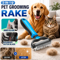 Ajaxfit™ Professional Double-Sided Pet Grooming Rake ✨ Undercoat Deshedding Tool for Dogs & Cats 🐶🐱