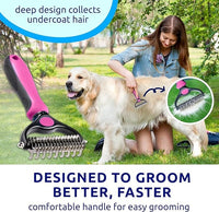 Ajaxfit™ Professional Double-Sided Pet Grooming Rake ✨ Undercoat Deshedding Tool for Dogs & Cats 🐶🐱