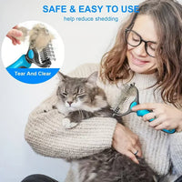 Ajaxfit™ Professional Double-Sided Pet Grooming Rake ✨ Undercoat Deshedding Tool for Dogs & Cats 🐶🐱