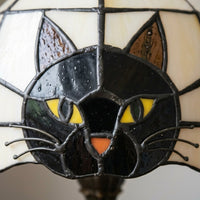 Midnight Cat Stained Glass Table Lamp