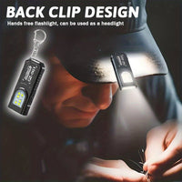 1pc Compact USB Rechargeable Hands-Free Flashlight, Small Keychain Light, Clip-On Headlamp, 5 Lighting Modes Versatile Emergency Lantern, Hanging Light for Tents, Ideal for Travel, Camping, And Fishing