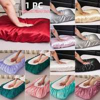 1pc Luxury Satin Pillowcase- Elegant Red, Pink, Green, Purple, Yellow, Teal, Golden, Brown, Orange, Navy, Burgundy