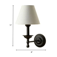 1 Lett Metal Vegglampe Tradisjonell Grå-Blå/Hvit Stoff Kjegle Skjerm Soverom Sconse Lys | Skanto