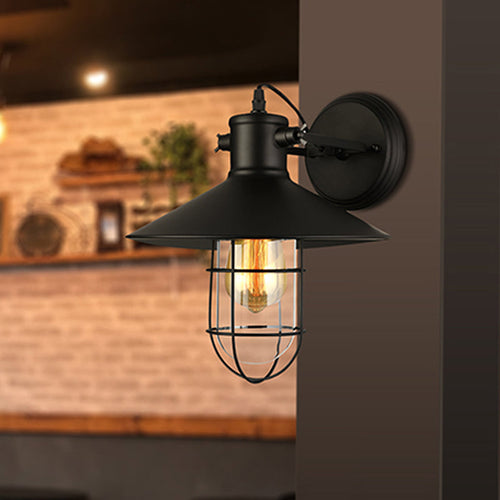1 Lys Klar Glass Vegglys Tradisjonell Svart/Rust Kåpe Kaffebutikk Belysningsarmatur | Skanto