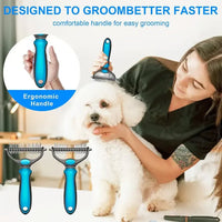 Ajaxfit™ Professional Double-Sided Pet Grooming Rake ✨ Undercoat Deshedding Tool for Dogs & Cats 🐶🐱