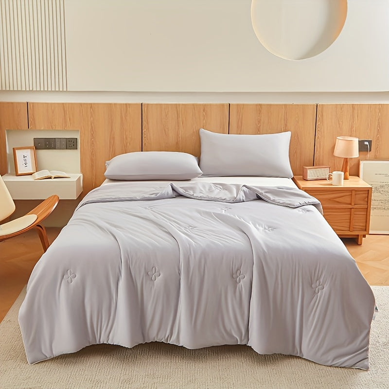 1pc Ultra-Soft Cool Summer Quilt - Lightweight & Breathable Air Conditioning Blanket, Skin-Friendly Cooling Material, Perfect for Hot Sleepers, Solid Color, Easy Care