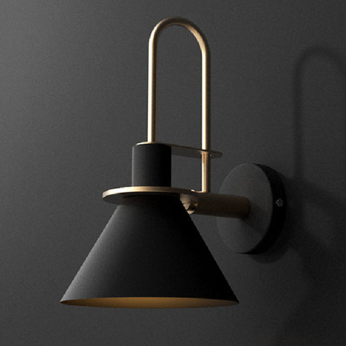 1 Lys Nattbord Veggmontert Lys Enkel Svart/Hvit/Grønn Vegglampe med Kjegleformet Metallskjerm | Skanto
