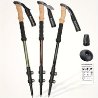 1 Nordic Telescopic Trekking Pole, Aviation-Grade Aluminum Alloy Hiking Stick, Black, Brown, Green, Optional, Suitable for Skiing, Mountaineering, Backpackers, Unisex