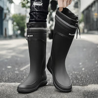 Men's Outdoor Rain Boots Work High Quality Shoes Rain Boots Home Use Long Water Shoes with Rope Mouth High Quality Shoes Daily Work Water Shoes Unisex Water Shoes Men's Soft Sole Outdoor Fishing Casual High Top Rain Boots Farm Work Water Shoes