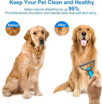 Ajaxfit™ Professional Double-Sided Pet Grooming Rake ✨ Undercoat Deshedding Tool for Dogs & Cats 🐶🐱
