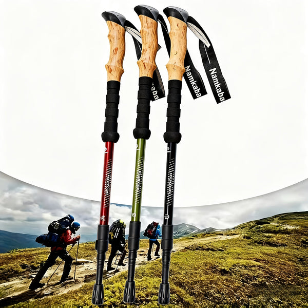 1 Nordic Telescopic Trekking Pole, Aviation-Grade Aluminum Alloy Hiking Stick, Black, Brown, Green, Optional, Suitable for Skiing, Mountaineering, Backpackers, Unisex