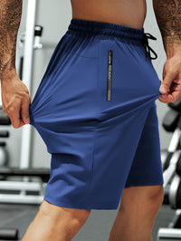 Men'S High-Elasticity Summer Shorts with Drawstring Waist And Zipper Pockets - Navy Blue, Casual Outdoor And Fitness Gear, Breathable Nylon-Spandex Blend, Ideal for Gym, Hiking And Daily Wear, Outdoor Shorts|Drawstring Shorts|Durable Shorts