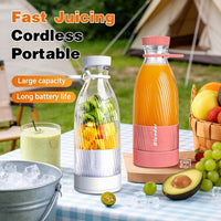 500ml USB Rechargeable Portable Juicer Blender - 2-in-1 Mini Smoothie Maker for Iced Drinks and Milkshakes, the Perfect Travel Companion - An Excellent Gift for Valentine's Day/Thanksgiving/Mother's Day - Patterns Vary