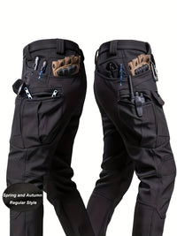 Men's Tactical Cargo Pants - Stretch Fabric with Multiple Pockets, Regular Fit, Machine Washable - Elastic Waist for Everyday Comfort - Durable Outdoor Hiking and Casual Workwear - Casual Cargo Pants