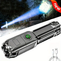 ANYICE 1pc 400Mah/800Mah Super Bright Zoomable Flashlight, Portable, Rechargeable Long Shot IPX4 ABS Strong Light Led Flashlight, Telescopic Zoom Torch for Outdoor Home Lighting
