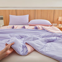 1pc Ultra-Soft Cool Summer Quilt - Lightweight & Breathable Air Conditioning Blanket, Skin-Friendly Cooling Material, Perfect for Hot Sleepers, Solid Color, Easy Care