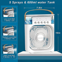 Portable Mini Air Cooler Fan | 3 Speed USB Personal Cooler| Timer & Spray Modes
