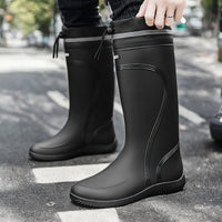 Men's Outdoor Rain Boots Work High Quality Shoes Rain Boots Home Use Long Water Shoes with Rope Mouth High Quality Shoes Daily Work Water Shoes Unisex Water Shoes Men's Soft Sole Outdoor Fishing Casual High Top Rain Boots Farm Work Water Shoes