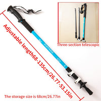 External Lock Trekking Pole Anti-Slip Lightweight Walking Stick Aluminum Alloy Telescopic Walking Stick Three Sections Adjustable Height Mountain Climbing Hiking Portable Unisex