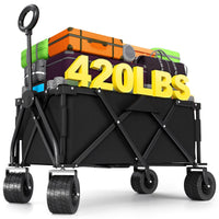 LEVELEVE Heavy Duty Folding Wagon-2-in-1 Collapsible Cart 400lb, 650lb Capacity All-Terrain Wheels W/Brakes And ASide Pockets