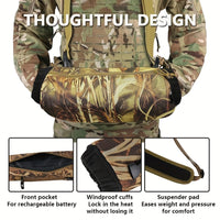 AYAMAYA Tactical Hand Warmer Pouch - Camo Hunting Hand Warmer with Adjustable Waist/Shoulder Strap, 600D Oxford & PVC Coating, Portable -Free Warmth for Outdoor Survival, Hiking, Camping, Hunting (Fits Waist Up to 51.96")