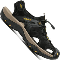 Men'S Leather Sandals for Men Fisherman Men'S Black Brown Grey Size Summer Shoes Male Hiking Shoe Man Casual