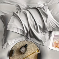 2-Pack Luxurious 30% Mulberry Blended Satin Pillowcases, 25 Momme Satin Weave, Hypoallergenic Solid Color Envelope Closure, 120-140gsm