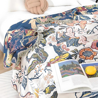 Rustic Artistic Flora Blanket | 100% Floral Cotton Blanket
