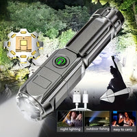 ANYICE 1pc 400Mah/800Mah Super Bright Zoomable Flashlight, Portable, Rechargeable Long Shot IPX4 ABS Strong Light Led Flashlight, Telescopic Zoom Torch for Outdoor Home Lighting