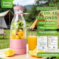 500ml USB Rechargeable Portable Juicer Blender - 2-in-1 Mini Smoothie Maker for Iced Drinks and Milkshakes, the Perfect Travel Companion - An Excellent Gift for Valentine's Day/Thanksgiving/Mother's Day - Patterns Vary