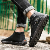 Men's Handmade PU Boots with Zipper, Casual