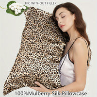 1pc Luxurious 100% Mulberry Silk Pillowcase with Zipper Closure - Soft Leopard Print, Polka Dot & Floral Designs, Skin-Friendly & Durable, Multiple Colors Available