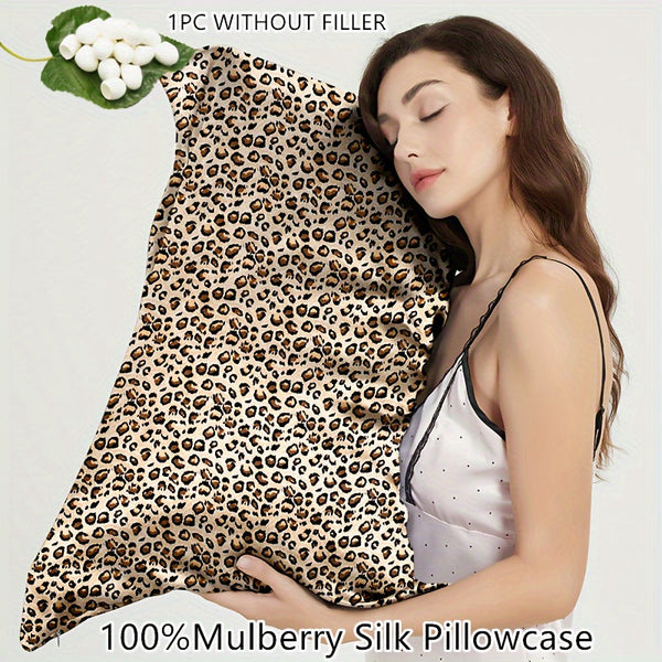 1pc Luxurious 100% Mulberry Silk Pillowcase with Zipper Closure - Soft Leopard Print, Polka Dot & Floral Designs, Skin-Friendly & Durable, Multiple Colors Available