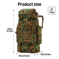 21.13gal Large Tactical Backpack For Men, Heavy Duty Hiking Camping Rucksack With MOLLE System, Durable Outdoor Travel Daypack For Hunting & Trekking