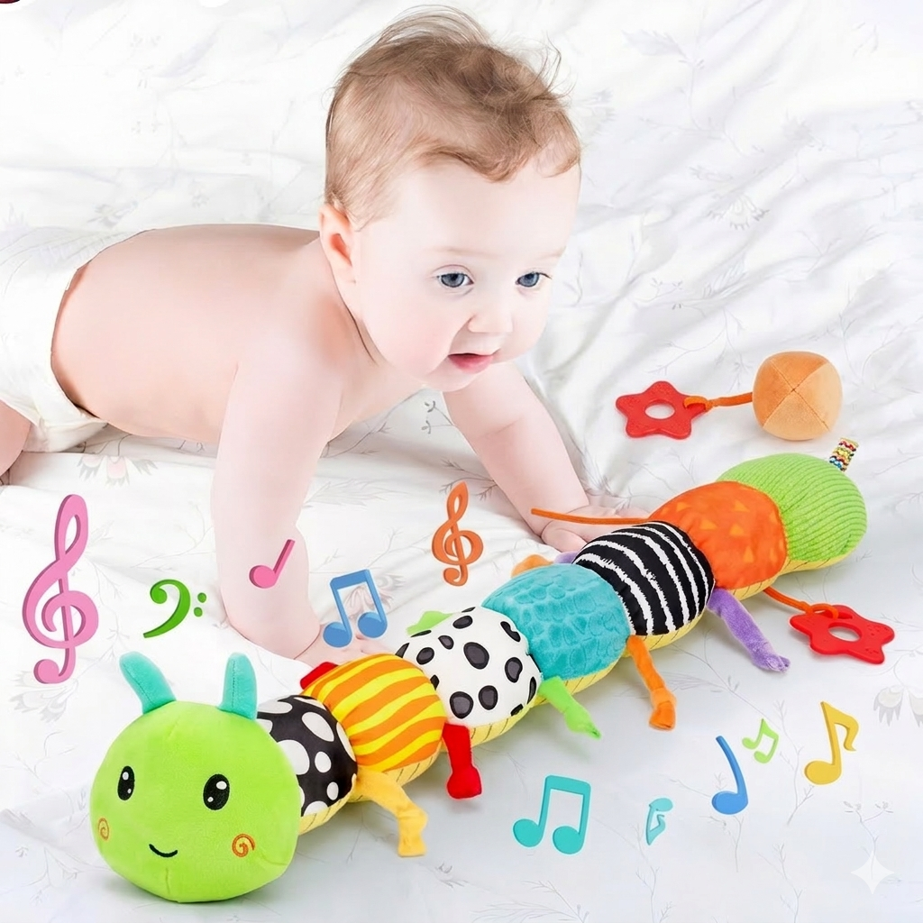 Baby Sensory Plush Musical Caterpillar Toy – Soft and Colorful | Engaging Sounds | Supports Developmental Skills | Ideal for Infants