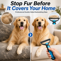 Ajaxfit™ Professional Double-Sided Pet Grooming Rake ✨ Undercoat Deshedding Tool for Dogs & Cats 🐶🐱