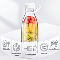 Kabelloser Smoothie-Mixer to go – USB-Akku, 6 Edelstahl-Klingen, BPA-frei