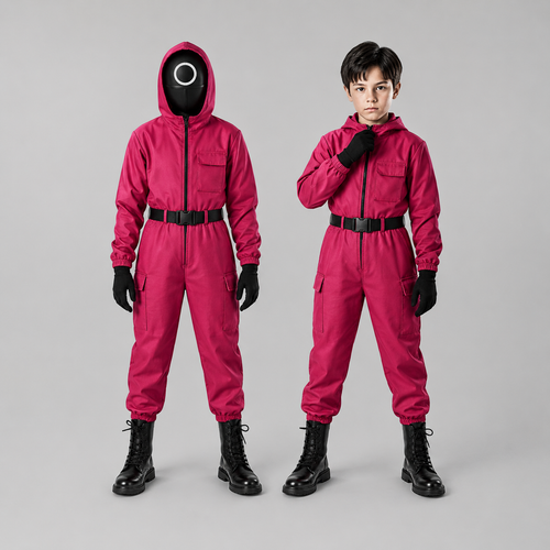 Kids Costume Guard Hooded Jumpsuit Mask Party Outfit Set