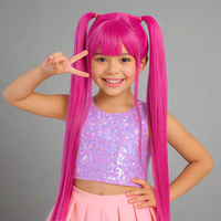 Wig Cosplay Hairpiece Kids Costume Party Wig Set