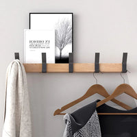 Nordivo Wandgarderobe mit beweglichen Doppelhaken | Skandinavisches Design | Holz & Aluminium | Platzsparend & Modern